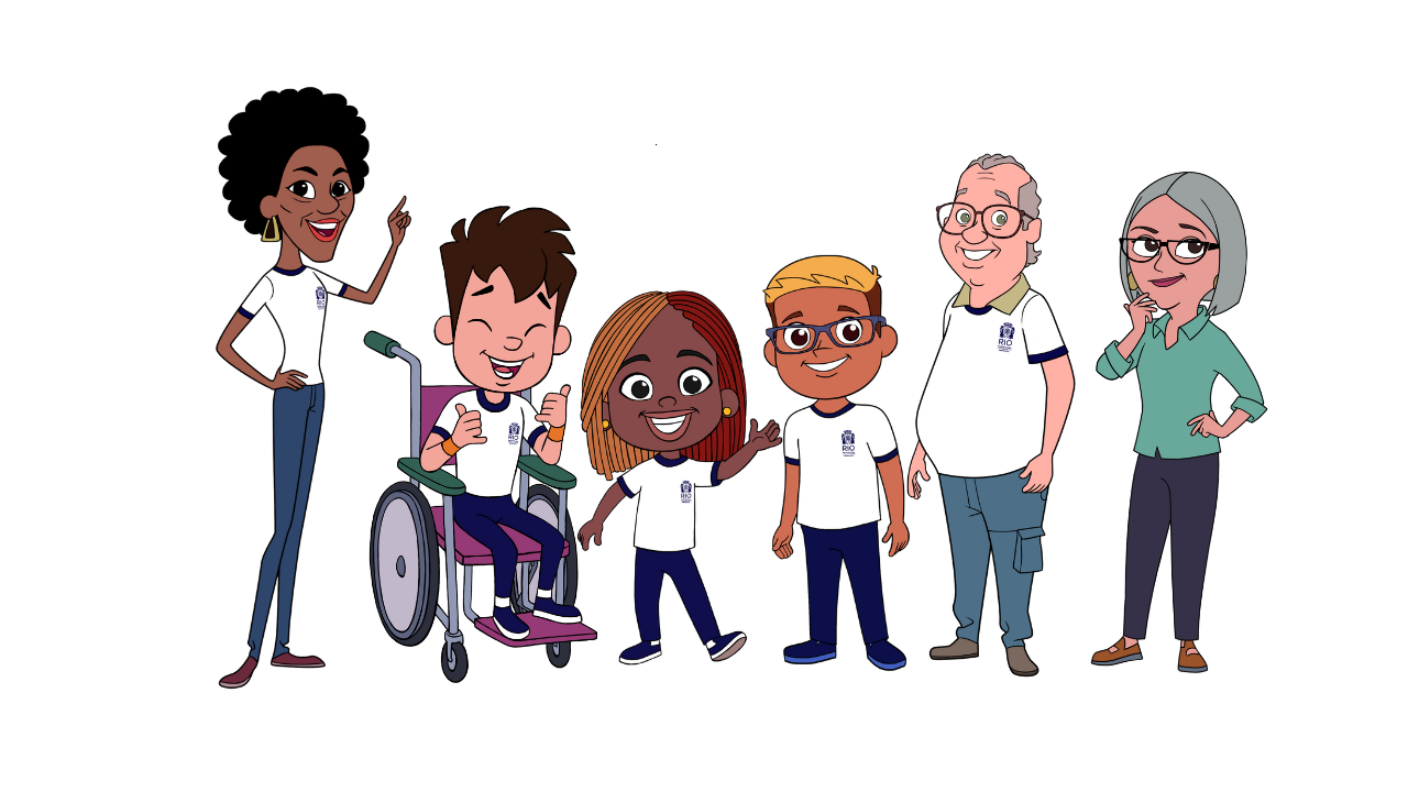 Imagem. Personagens do Material Rio Educa.