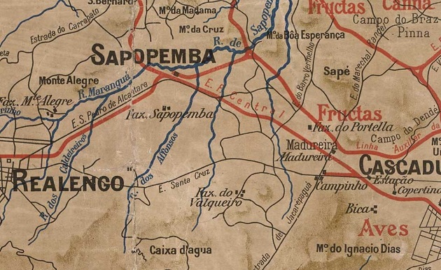 Mapa das ramificações da Estrada Real